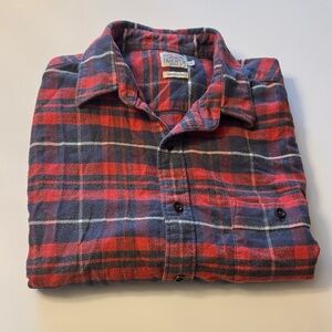 Faherty Organic Cotton Red and Black Plaid Shirt Size Large L men’s